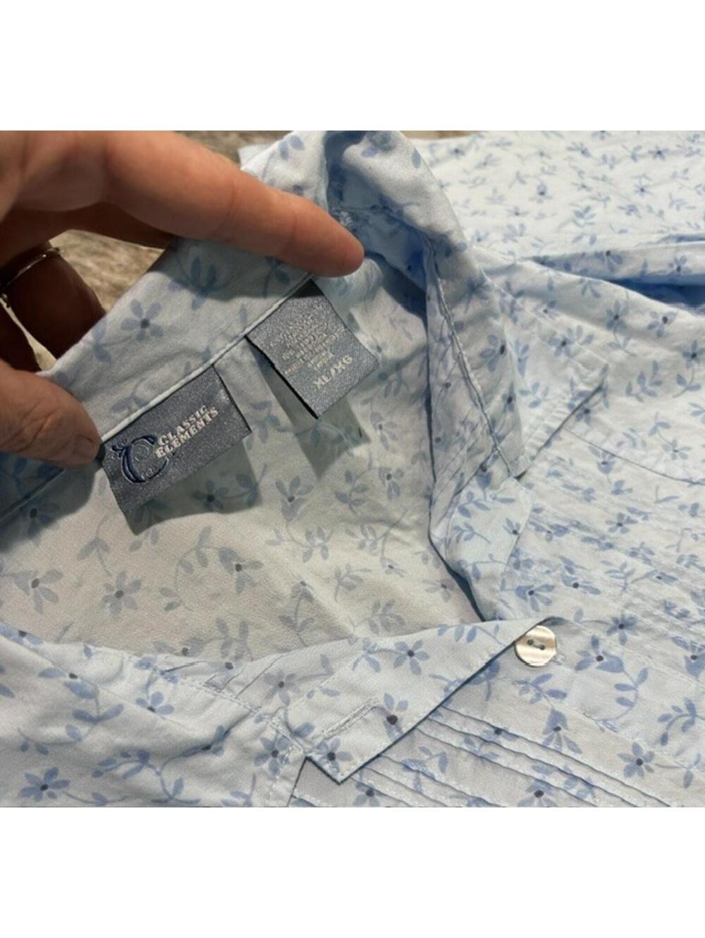 🧵Classic Elements Clear Sky Blue Textured Floral Top | 3/4 Sleeve | XL - Picture 6 of 7